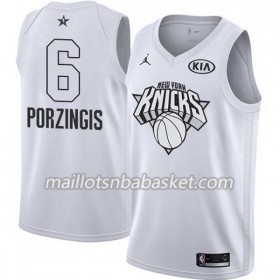 Maillot Homme New York Knicks Kristaps Porzingis 6 2018 All Star Jordan Brand Blanc Swingman